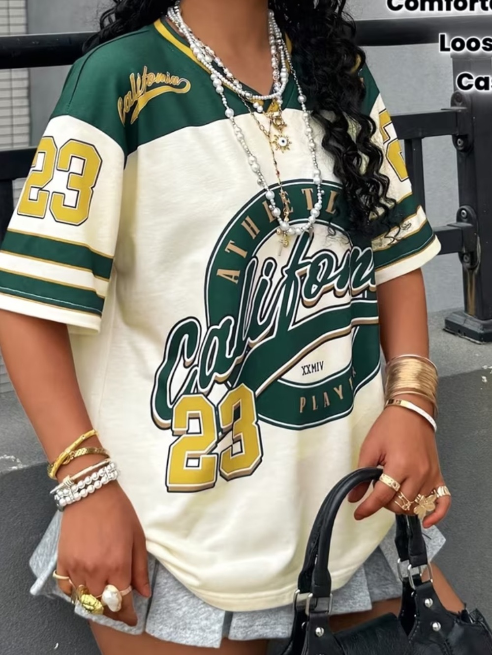 California Athletic Graphic Jersey Tee - Cream & Green